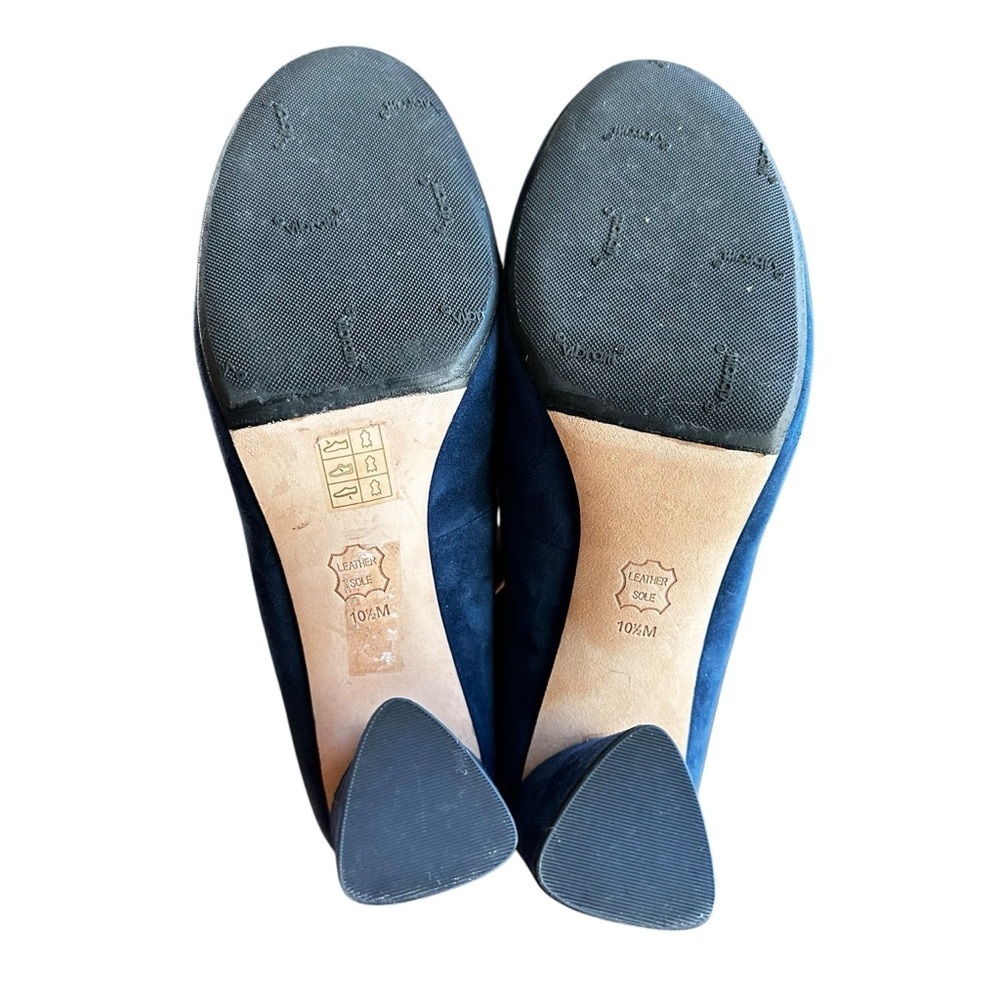 Tory Burch Elizabeth 85mm Round Toe Block Heel Pumps Blue Suede Size 10.5​ - Picture 8 of 13